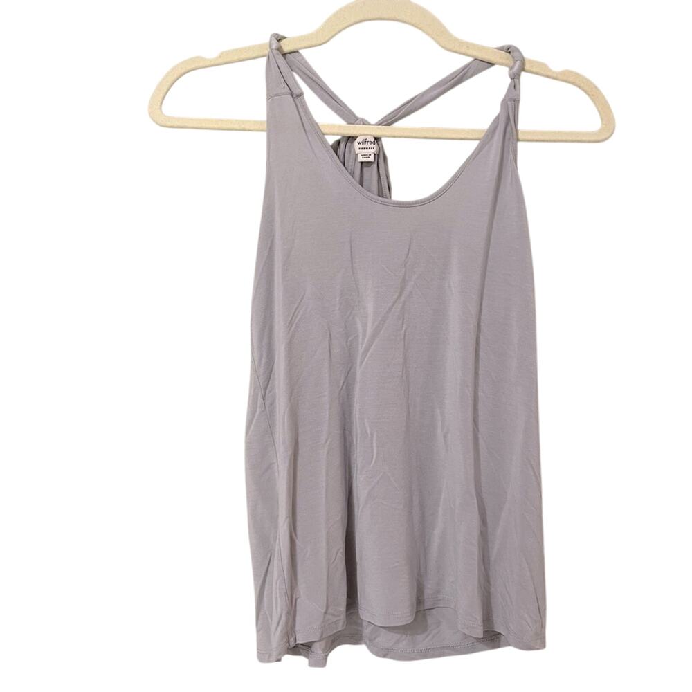 Aritzia Wilfred Light Grey Razer Back Tie Tank Top Womens XXS Casual Summer Vaca